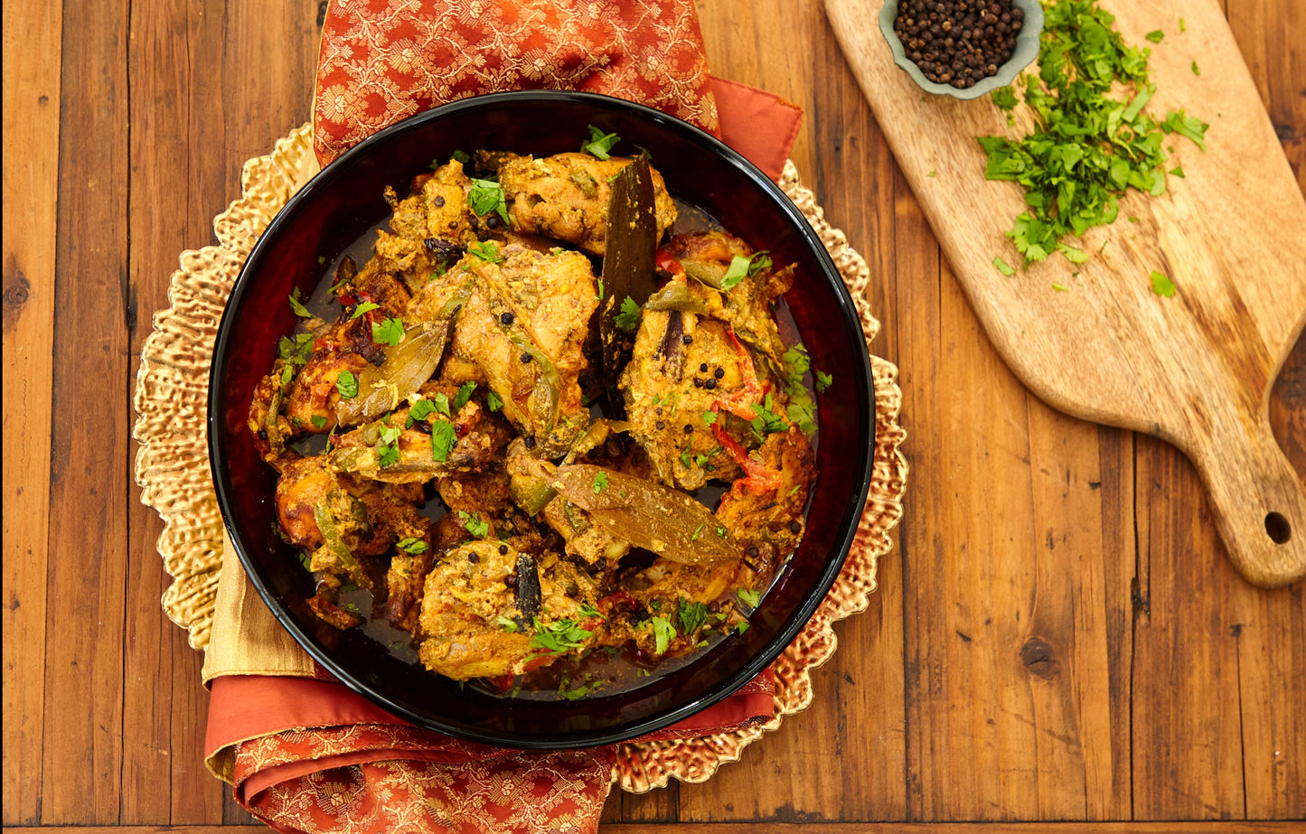 A delectable chicken dish cooked with our Premium product Ruby Red Masala